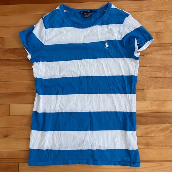 Ralph Lauren striped blue and white t shirt - Picture 1 of 2